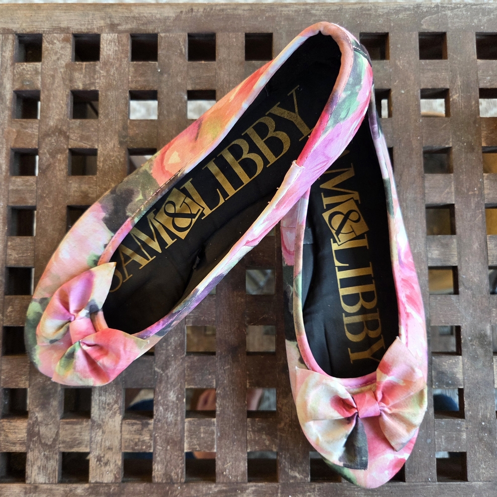 Sam & Libby Floral Multicolor Bow Ballet Flats